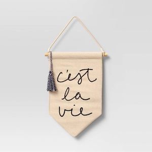 THRESHOLD NEW Cest La vie embroidered banner wall hanging -cream